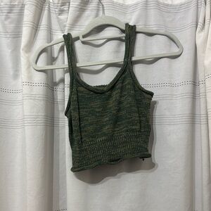 Cider Green Ribbed Crop Tank Top